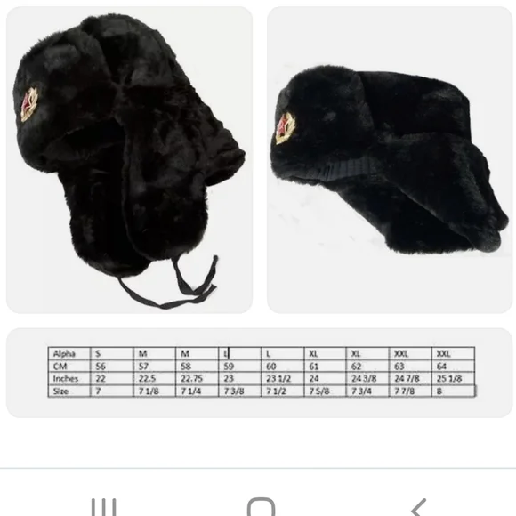 Black Faux Fur Russian Ushanka Hat - Picture 5 of 13